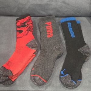 Puma Athletic Socks in Red, Gray, and Black